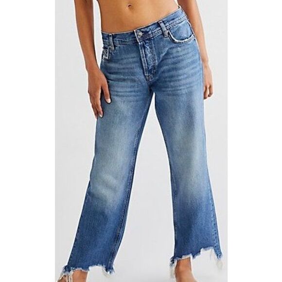 Free People Maggie Mid-Rise Straight Leg 26 Bondi Blue - Picture 1 of 3